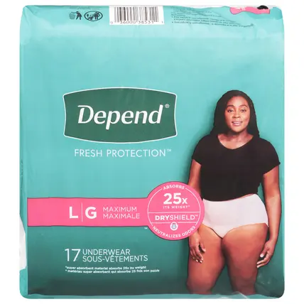 Depend Fresh Protection Maximum Underwear L 17 ea