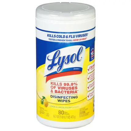 Lemon & Lime Blossom Scent Disinfecting Wipes 80 ea