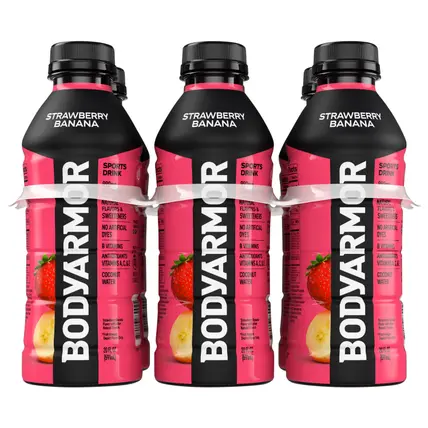 BODYARMOR Strawberry Banana Electrolyte Sports Drink, 20 fl oz Bottles, 6 Pack