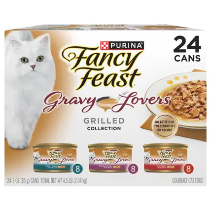Purina Fancy Feast Gravy Lovers Poultry and Beef Grilled Gourmet Wet Cat Food Variety Pack - (24) 3 oz. Cans