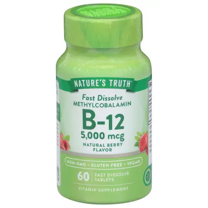 Fast Dissolve Natural Berry Flavor 5,000 mcg Vitamin B-12 60 Tablets