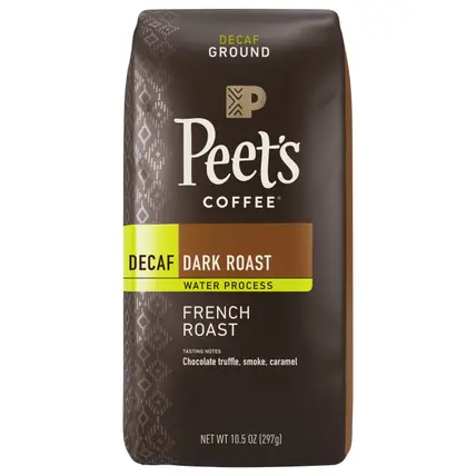 Peet's Coffee, Decaf French Roast, Dark Roast Ground Coffee - 10.5oz Bags