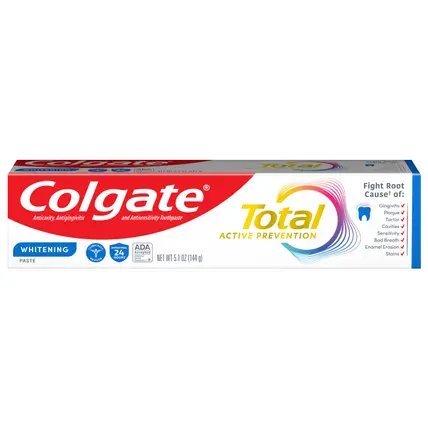 Colgate Total Active Prevention Whitening Toothpaste, Mint, 5.1 Oz.