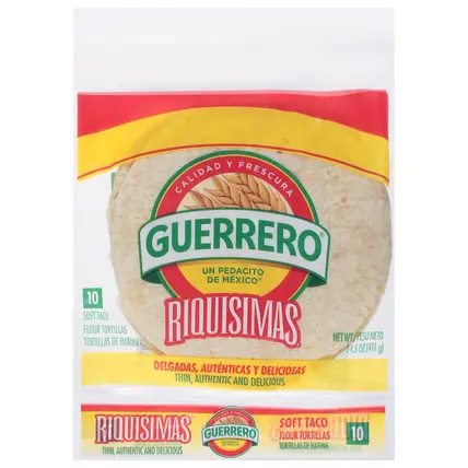 Guerrero Riquisimas Soft Taco Flour Tortillas 10 ea