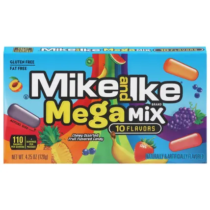 Mike and Ike Mega Mix Chewy Assorted Fruit Flavored Candy 4.25 oz