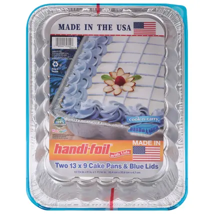 Handi-Foil 13 x 9 Cake Pans & Blue Lids 2 ea