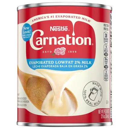 Nestlé Carnation Evaporated Lowfat 2% Milk, Vitamin D Added, Shelf Milk, Evaporated Milk Canned
