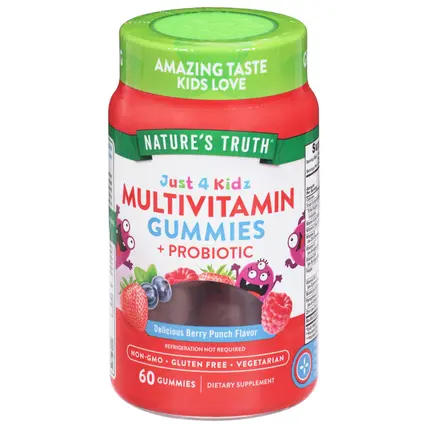 Just 4 Kids Delicious Berry Punch Flavor Multivitamin + Probiotic 60 Gummies