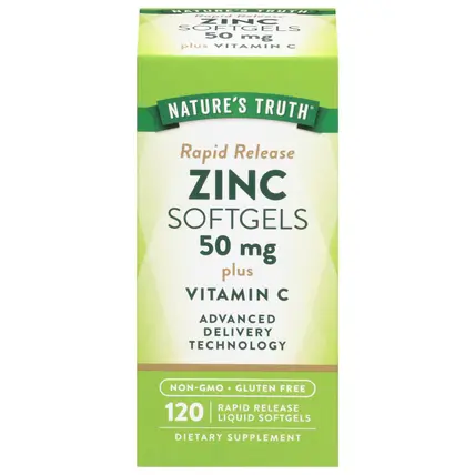 Rapid Release 50 mg Zinc Plus Vitamin C 120 Liquid Softgels