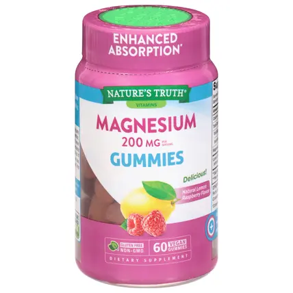 Natural Lemon Raspberry Flavor 200 mg Magnesium 60 Gummies