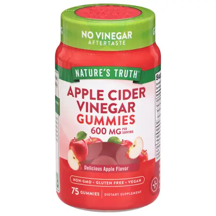 Delicious Apple Flavor 600 mg per Serving Apple Cider Vinegar 75 Gummies