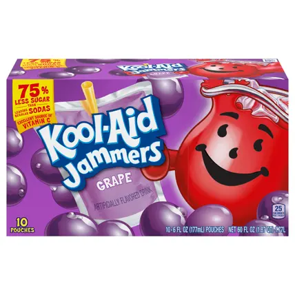 Jammers Grape Flavored 0% Juice Drink, 10 ct Box, 6 fl oz Pouches