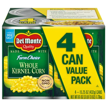 Golden Sweet Whole Kernel Corn, 15.25 oz Can (Pack of 4)