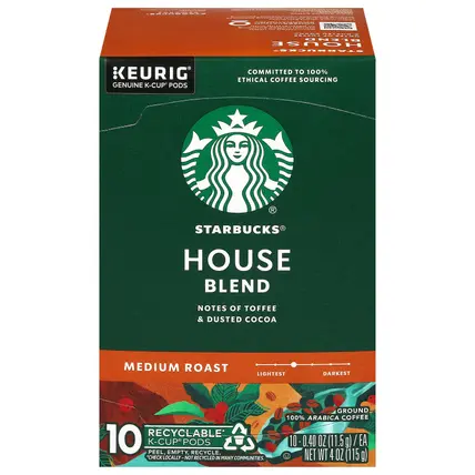 Medium Roast House Blend Coffee 10 - 0.40 oz K-Cup Pods