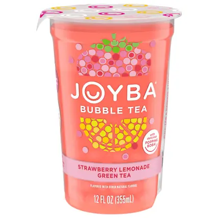 Joyba Strawberry Lemonade Green Tea Bubble Tea, 12 fl oz Cup