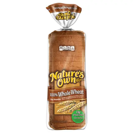 Nature's Own 100% Whole Wheat, Whole Wheat Bread, 20 oz Loaf