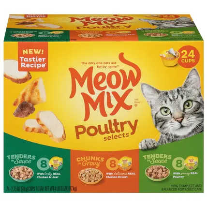 Wet Cat Food Variety Pack, Poultry Selects, 24 Cups, 2.75 Oz. Each