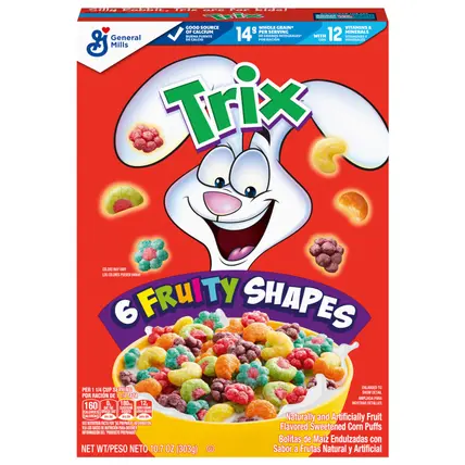 Trix Breakfast Cereal, 6 Fruity Shapes, Made with Whole Grain, 10.7 oz