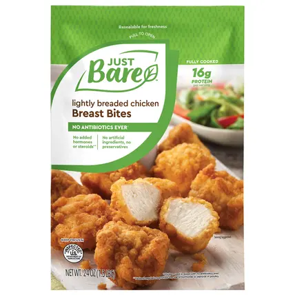 Just Bare Fully Cooked Lightly Breaded Chicken Breast Bites