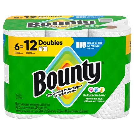 Paper Towels Select-A-Size White, 6 Double Rolls, 82 Sheets Per Roll