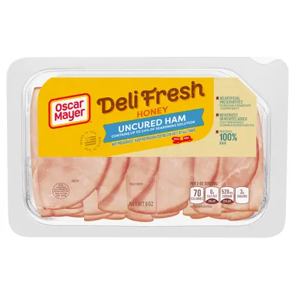 Oscar Mayer Deli Fresh Honey Uncured Sliced Ham Deli Lunch Meat, 9 oz Package