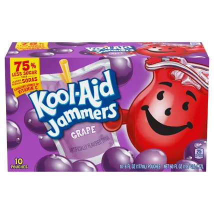 Jammers Grape Flavored Drink, 10 ct Box, 6 fl oz Pouches