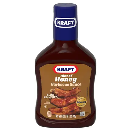 Kraft Hint of Honey Slow-Simmered Barbecue BBQ Sauce, 18 oz Bottle