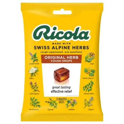 Original Herb Soothing Cough Drops - Throat Relief & Cough Suppressant, 21 Count