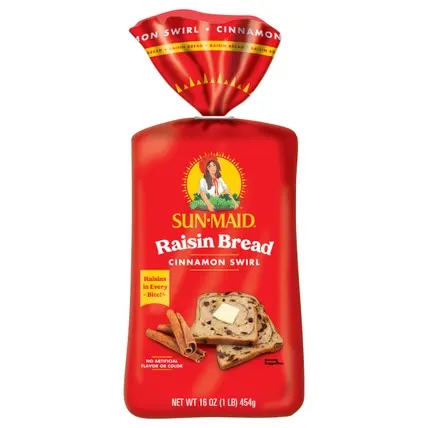 Sun-Maid Cinnamon Swirl Raisin Bread, Cinnamon Raisin Bread, 16 oz Loaf