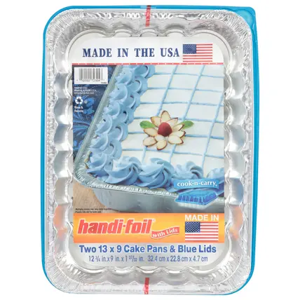 Handi-Foil Cake Pans & Blue Lids 2 Each