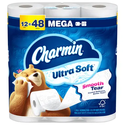 Charmin Ultra Soft Toilet Paper 12 Mega Rolls, 224 Sheets Per Roll
