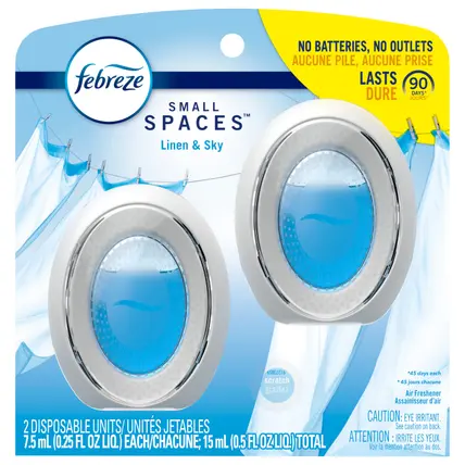 Small Spaces Air Freshener, Odor-Fighting, Linen & Sky Scent, 2 Count