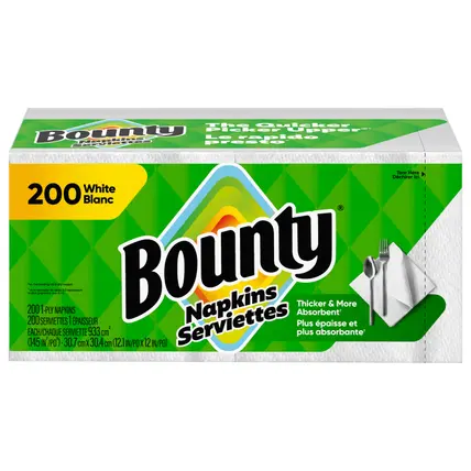 Paper Napkins, White, 200 Count