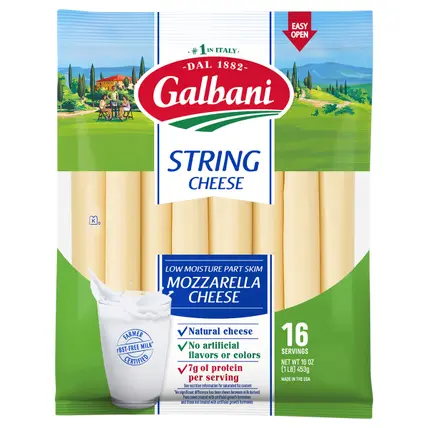 Galbani Low Moisture Part Skim Mozzarella String Cheese 16 oz