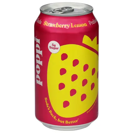 Poppi Strawberry Lemon Flavored Prebiotic Soda 12 fl oz