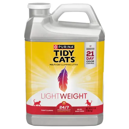 Purina Tidy Cats LightWeight, Low Dust, Clumping Cat Litter Odor Control 24/7 Performance Multi Cat Litter - 8.5 lb. Jug