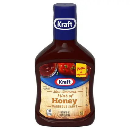 Kraft Hint of Honey Slow-Simmered Barbecue BBQ Sauce, 18 oz Bottle