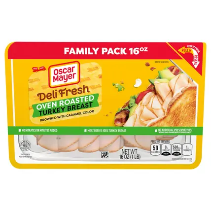 Oscar Mayer Deli Fresh Oven Roasted Sliced Turkey Breast Deli Lunch Meat Family Size, 16 oz Package