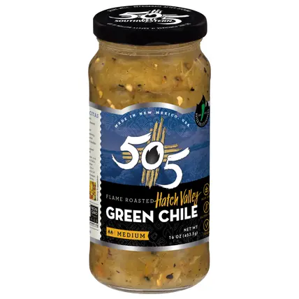 Hatch Valley Medium Flame Roasted Green Chile Salsa 16 oz