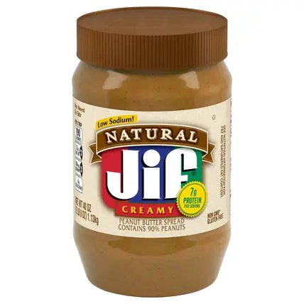 Jif Natural Creamy Peanut Butter Spread – Contains 90% Peanuts, 40 Ounces