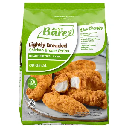 Just Bare Fully Cooked Lightly Breaded Chicken Breast Strips