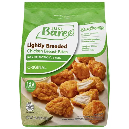 Just Bare Fully Cooked Lightly Breaded Chicken Breast Bites