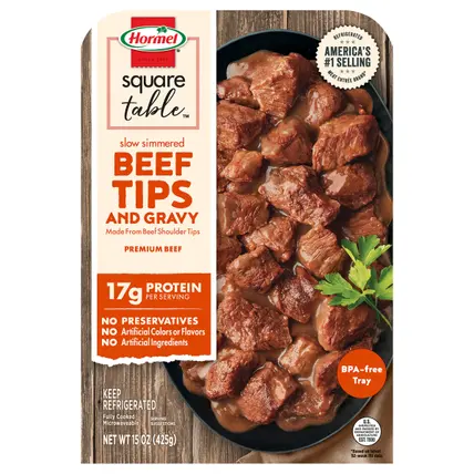 SQUARE TABLE Slow Simmered Beef Tips and Gravy