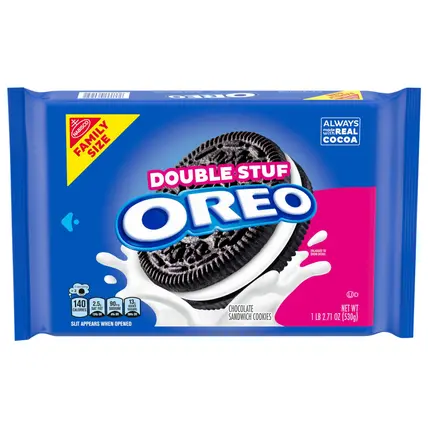OREO Double Stuf Chocolate Sandwich Cookies, Family Size, 18.71 oz