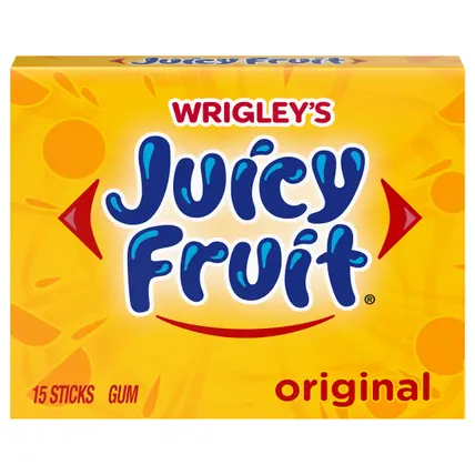 JUICY FRUIT Original Sugar Free Bubble Gum, Single Pack, 15 Stick