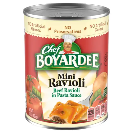 Mini Ravioli, Beef Ravioli in Pasta Sauce, Ready-to-Eat Meal, 15 oz. Can