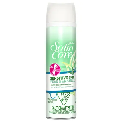 Venus Satin Care Sensitive Skin Shave Gel, Shaving Cream for women, with aloe, 7 oz