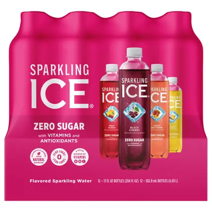 Zero Sugar 4 Flavors Sparkling Water 12 Pack 12 Bottle 12 ea