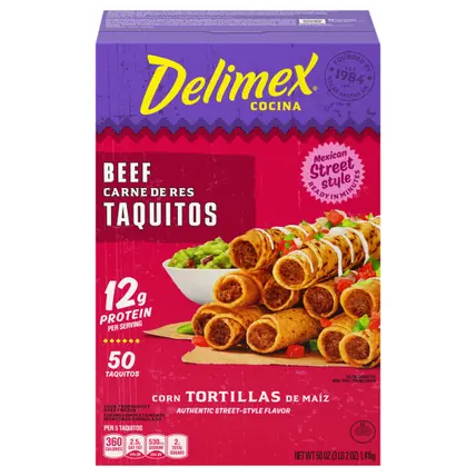 Beef Taquitos Frozen Snacks, 50 ct Box